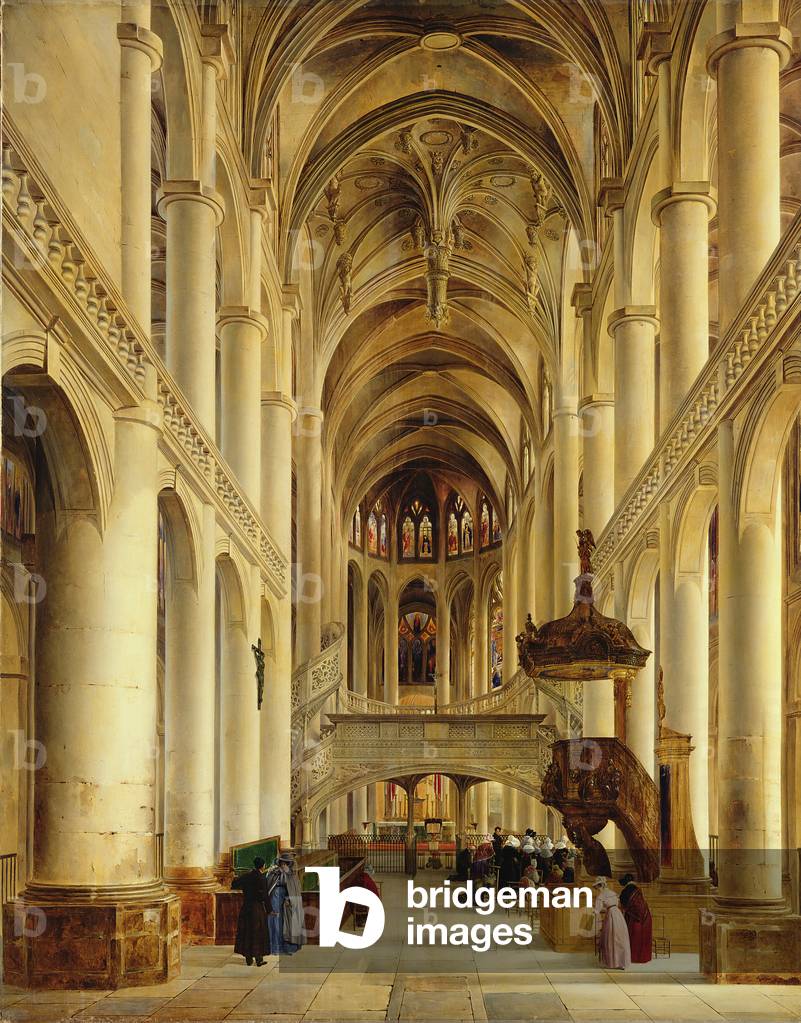 Interior of The Church of Saint-Etienne-du-Mont, Paris, c.1820 (oil on canvas)