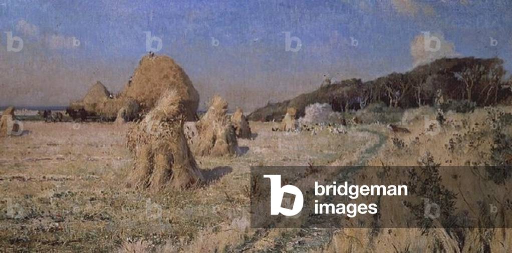 Corn Stooks in a Field (oil on canvas)