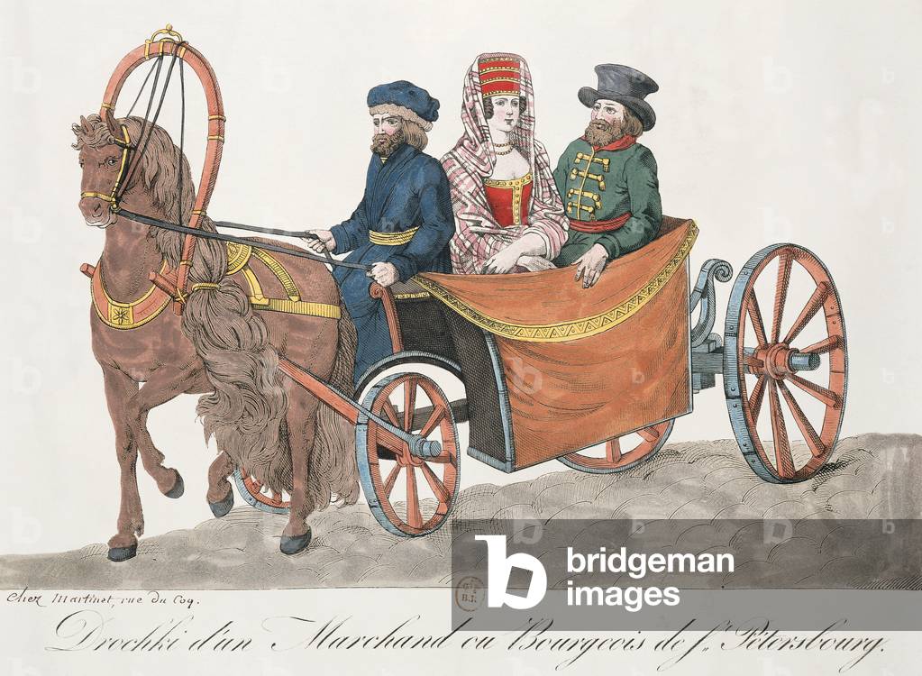 Droshky of a St. Petersburg Merchant (coloured engraving)