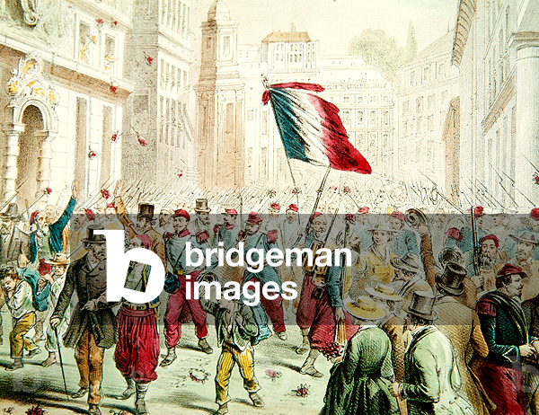 The French entering Genoa in 1859 (colour engraving)