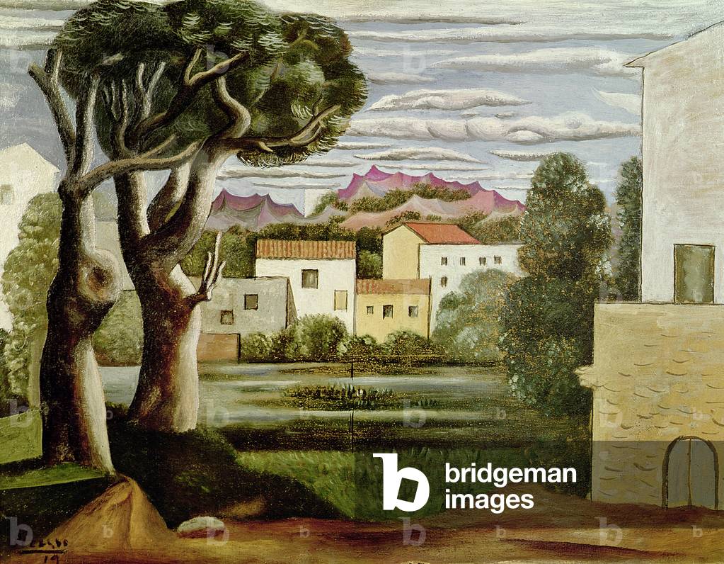 paesaggio con morti e vivere alberi, 1919 (olio su tela)