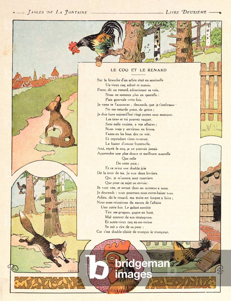 Immagine di Stampa "Il gallo e la volpe", 20th Secolo di Benjamin Rabier