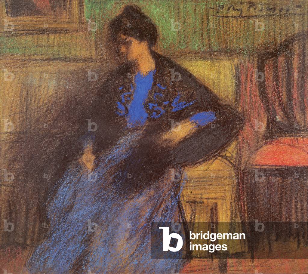 Signora seduta con scialle, 1899-1900 (pastello su carta)