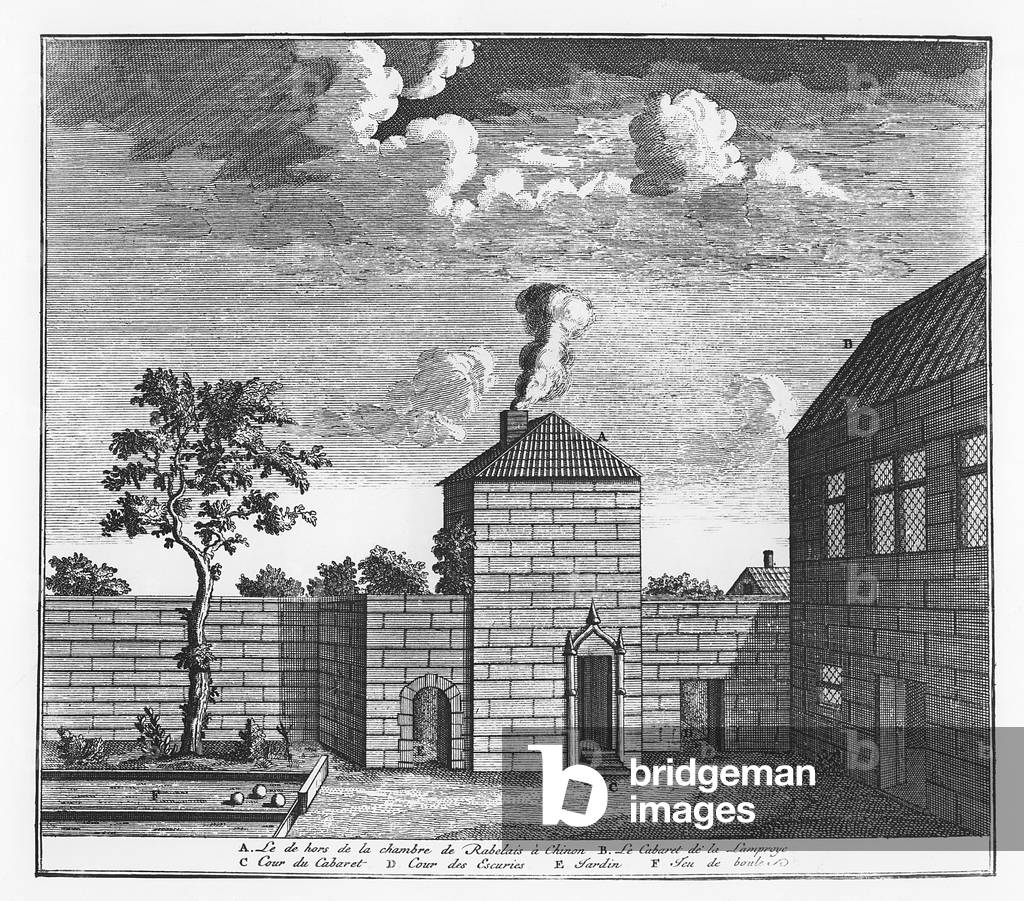 Exterior of the house of François Rabelais in Chinon (engraving)
