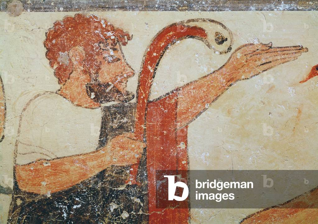 Kopf des Auguren, aus dem Grabmal der Auguren, ca. 530-20 v. Chr. (Wandmalerei)