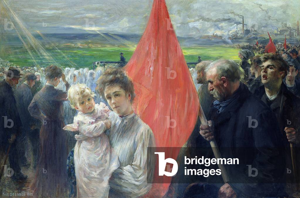 A Strike at Saint-Ouen, 1908 (oil on canvas)