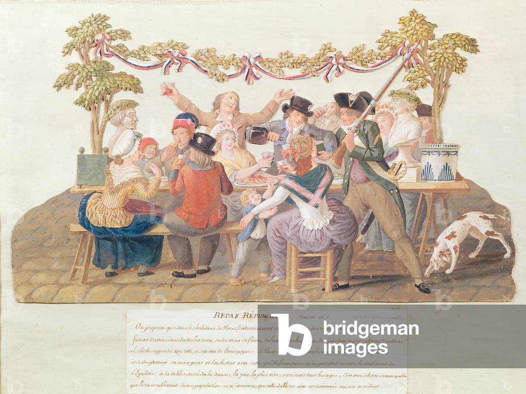 A Republican Meal, Messidor, Year II (June-July 1794) (watercolour & gouache on card)