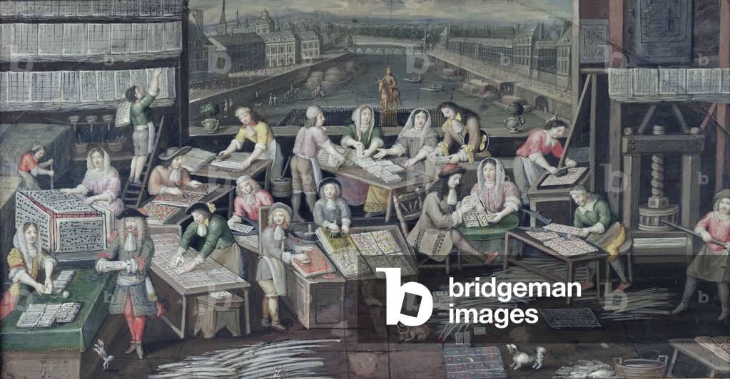 Manufacture of Playing Cards in a House in the Place Dauphine, design for a fan, c.1680 (gouache on paper)