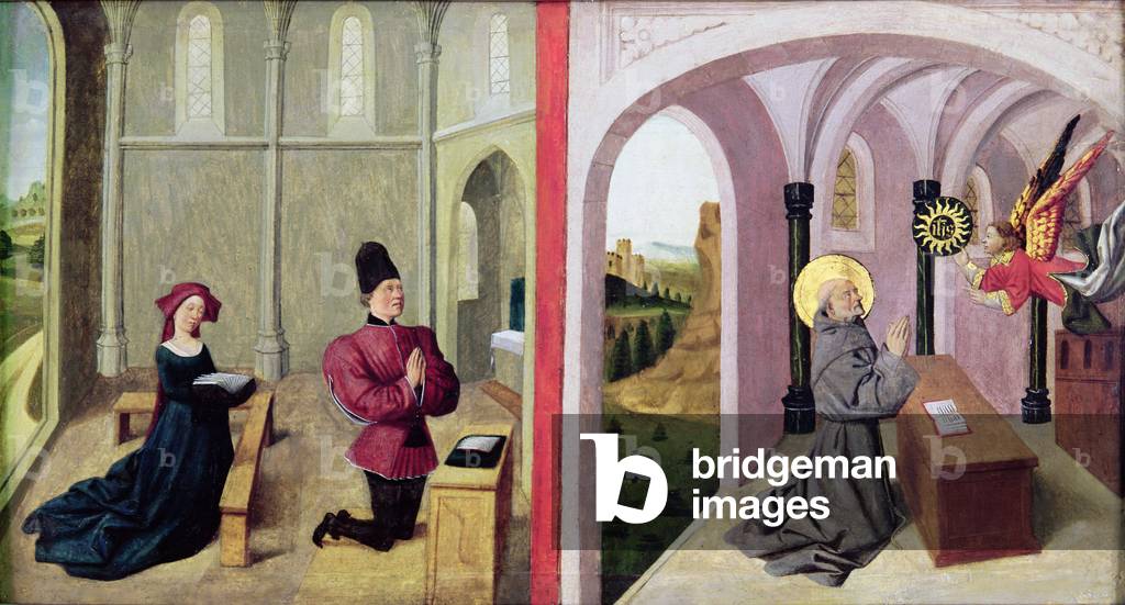 Saint Bernardino of Siena with two Donors, 1460-70 (oil on panel)