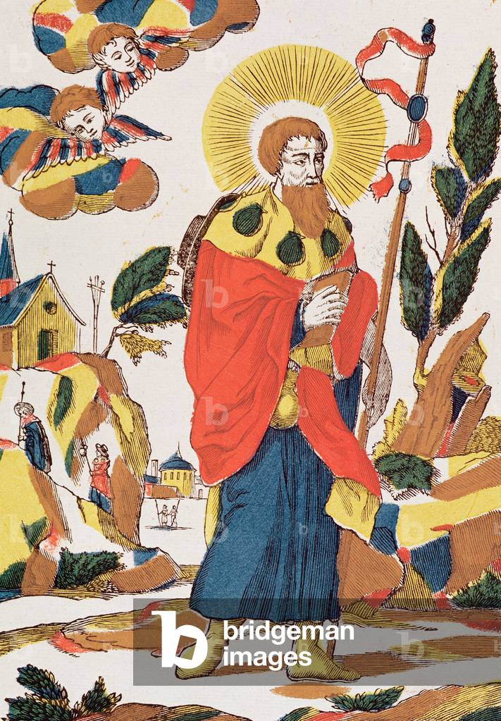 Devotional Prayer to St. James (coloured engraving)