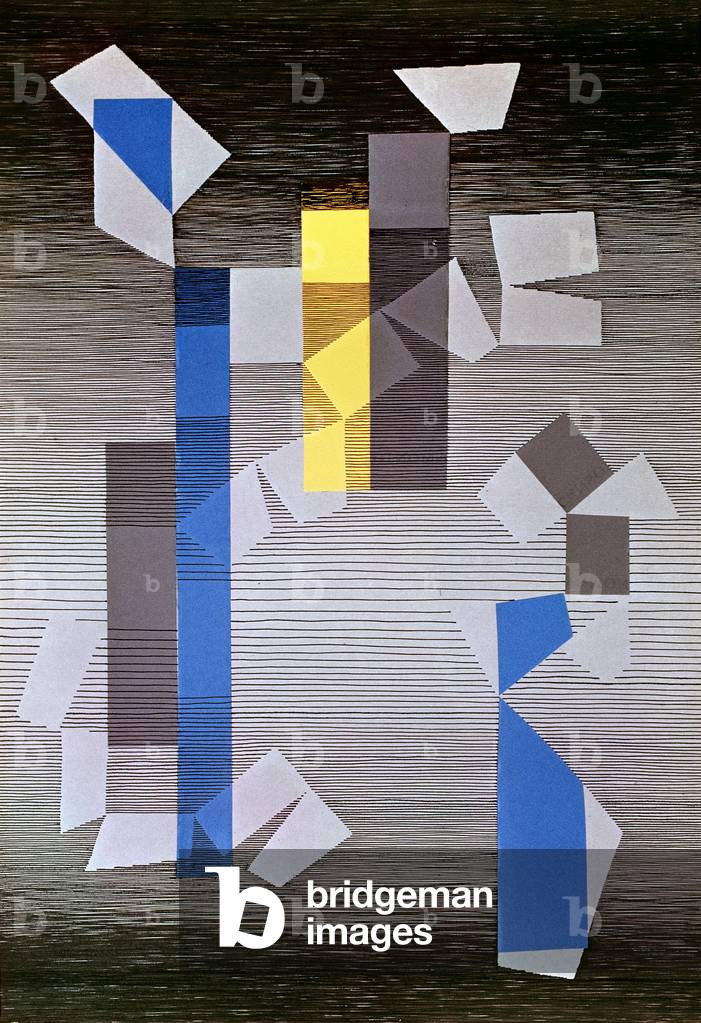 Variations in Yellow and Blue, 1958 (pen & ink and collage on paper)