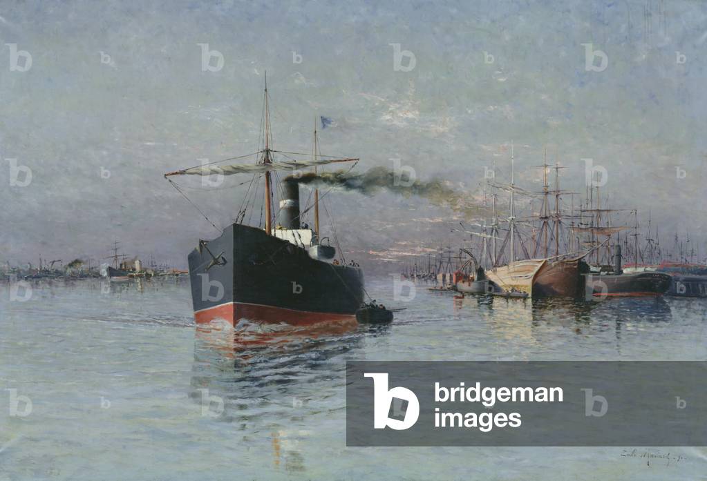 Bild von Gemälde "Das große Dock von Dünkirchen", 1890 von Emile Maillard