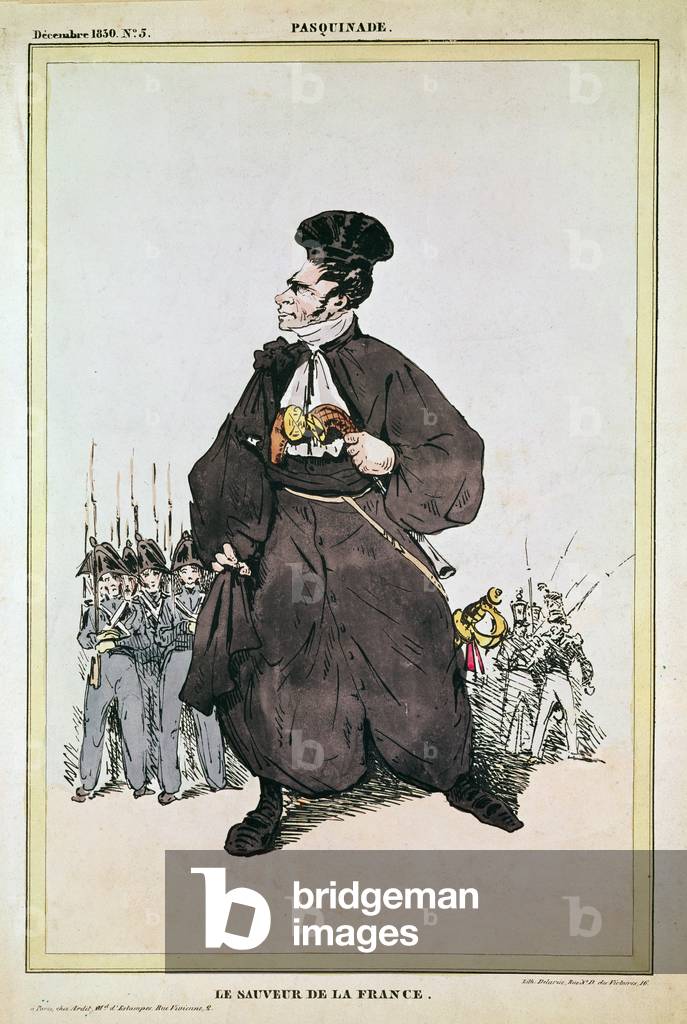 Caricature of Baron Pasquier as 'Saviour of France', 1830 (lithograph)