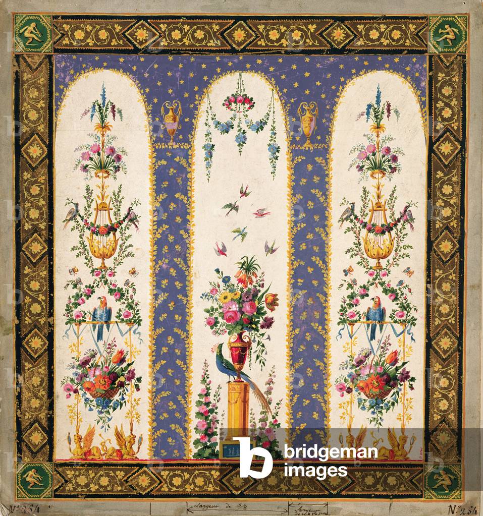Decorative design for a garden arbour or loggia (gouache on paper)