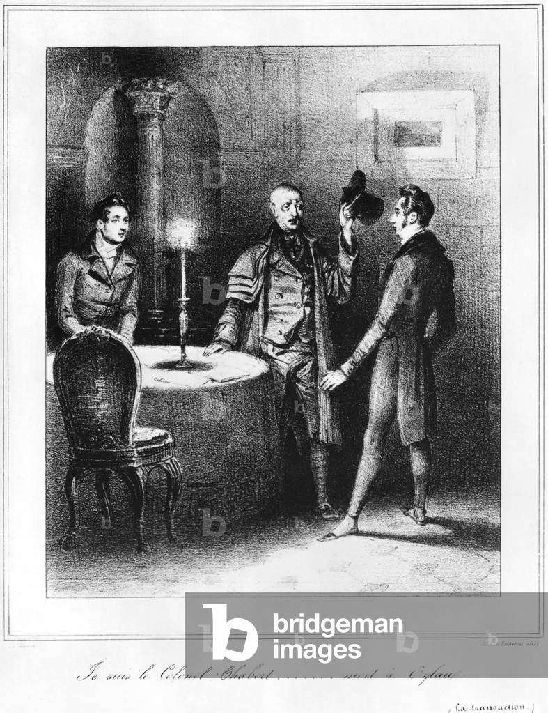Bild von Druck "Colonel Chabert", 1832 von Louis Philippe Alphonse Bichebois, b/w