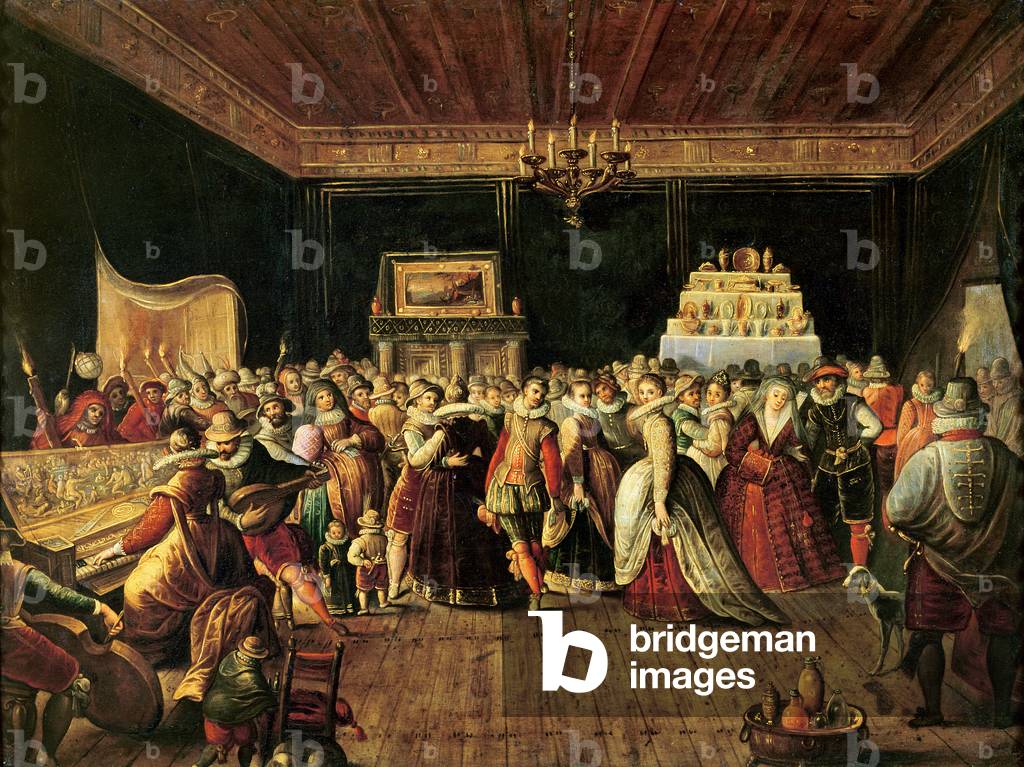 A Ball (huile sur cuivre) par Frans the Elder Francken