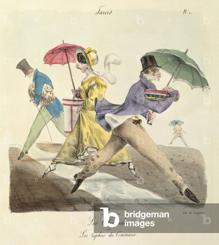 Die Celeripedes oder, Die Zephyrs des Handels (Lithographie)