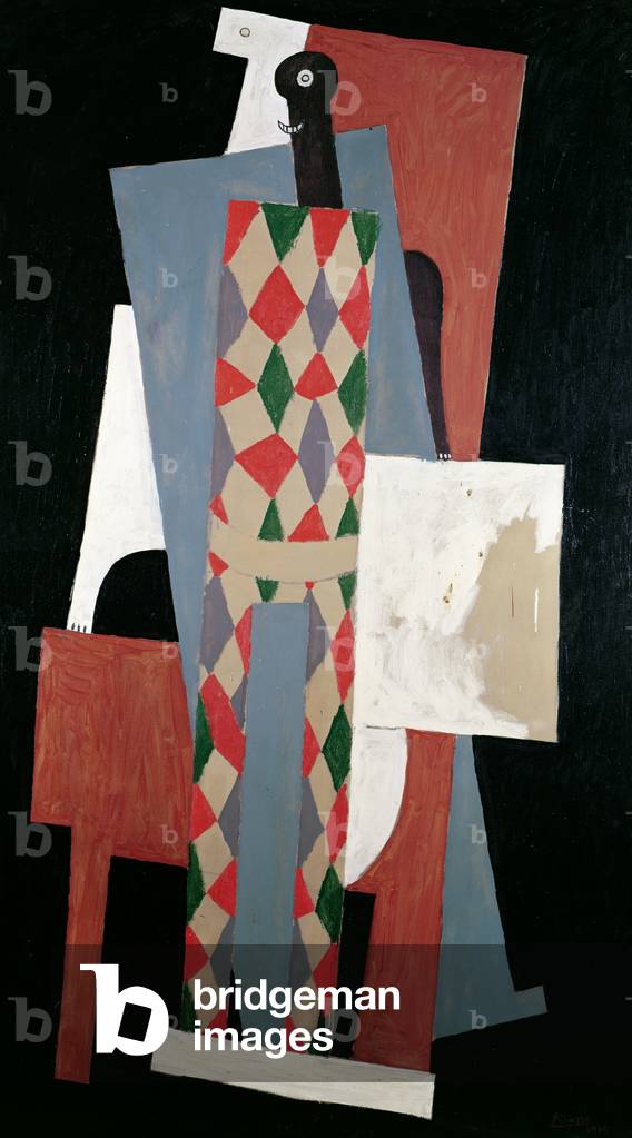 Image of Painting depicting Harlequin, 1915 by Pablo Picasso