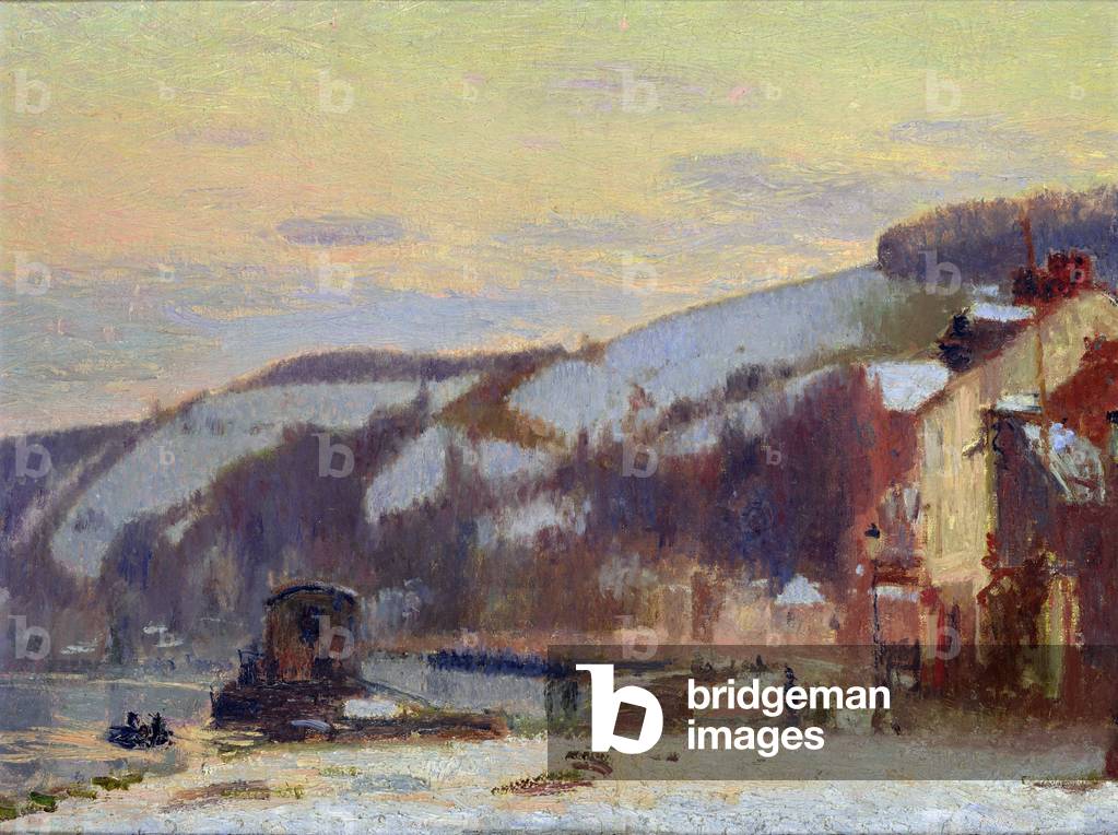Hillside at Croisset under snow (oil on canvas)