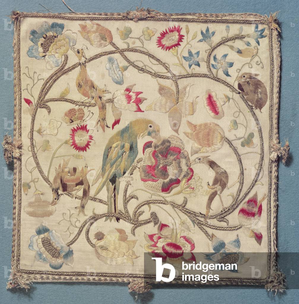 Embroidery with a design of parrots, 18th century (textile)