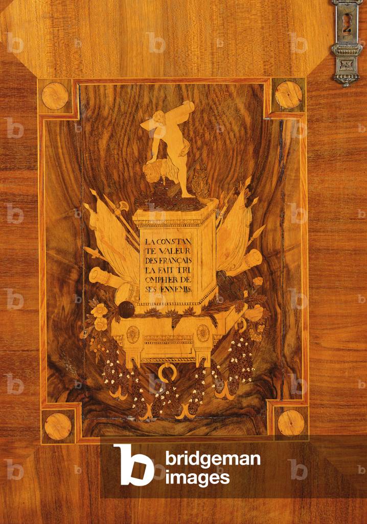 Buffet cabinet with revolutionary design, inlaid detail of emblem and motto (marquetry) 
