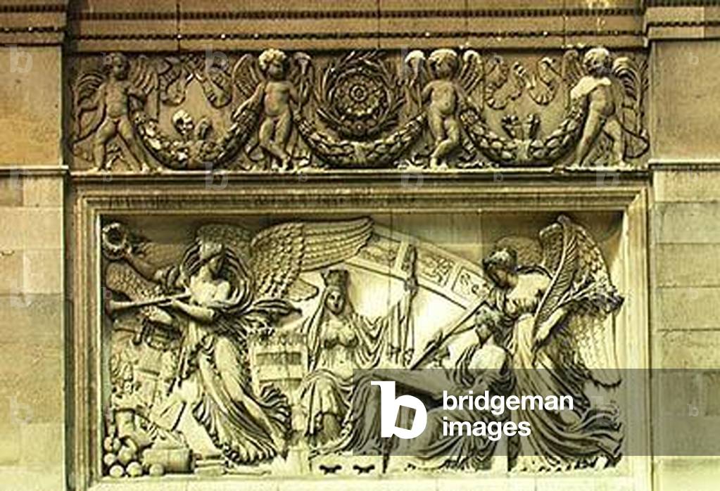 Relief depicting an allegory of the signing of the Treaty of Presburg, 26th December 1805 (marble)