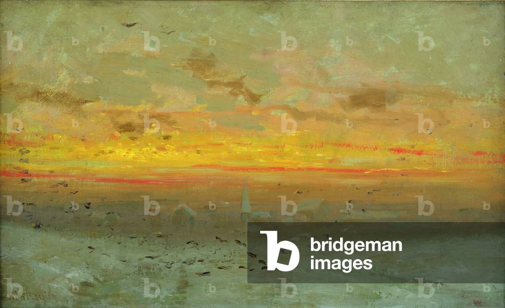 Bild von Gemälde "Die Ebene von Courgent nach dem Schneefall (Öl auf Leinwand)", 19. Jahrhundert von Antoine C