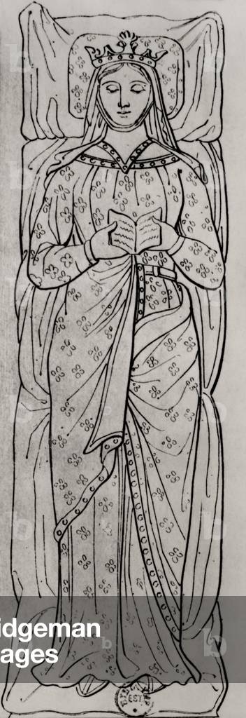 The Recumbant Eleanor of Aquitaine (c.1122-1204) (engraving) (detail of 158139)