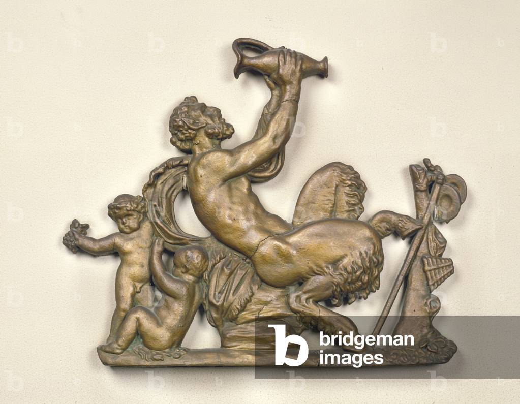 Sign from a wine merchant's showing a faun drinking (wood)