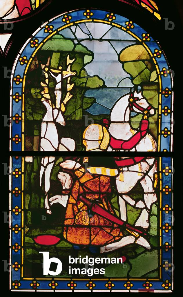 The Conversion of St. Eustace, from the Church of Saint-Pierre du Chatel (stained glass)