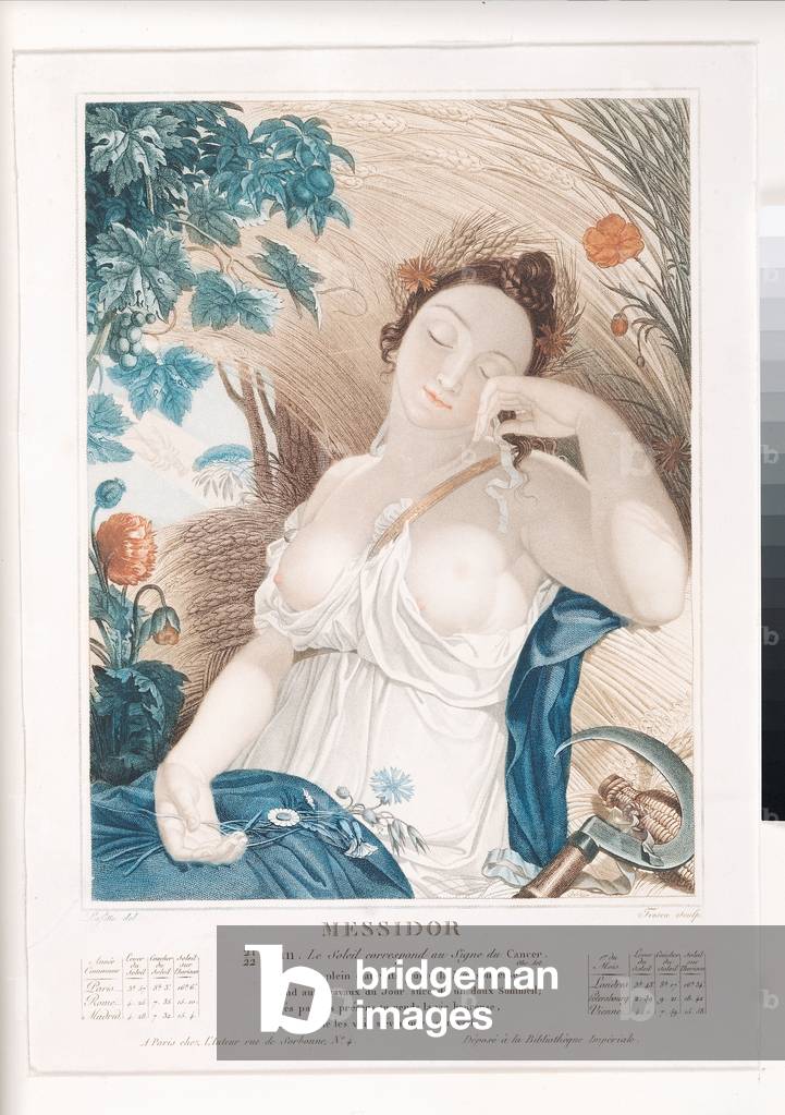 Messidor (Juni/Juli), zehnter Monat des republikanischen Kalenders, Kupferstich von Tresca, französisch, um 17