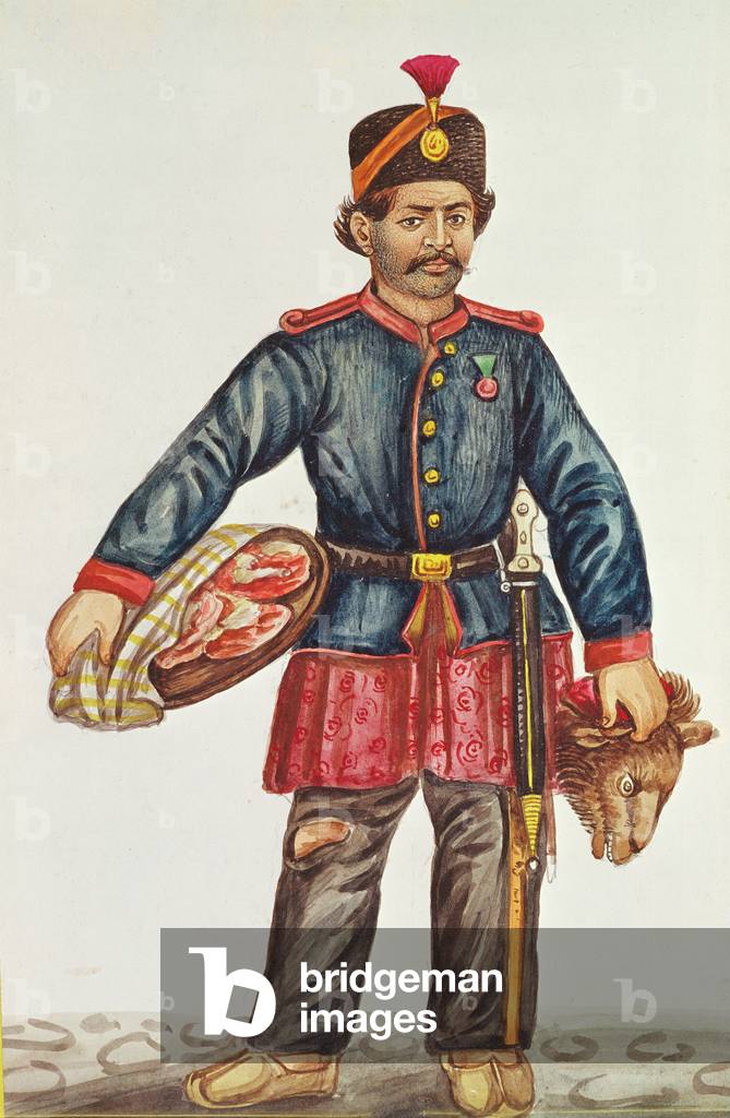 Butcher in Persia (gouache on paper)