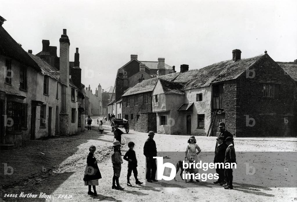 Northan Village in Wales, a photograph which was then used as a postcard by the Davidson Brothers, 1905 (b/w photograph)