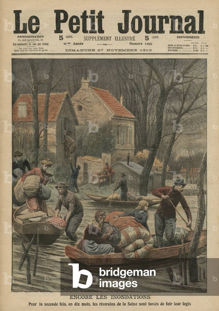 Floods again, illustration from 'Le Petit Journal', supplement illustre, 27th November 1910 (colour litho)