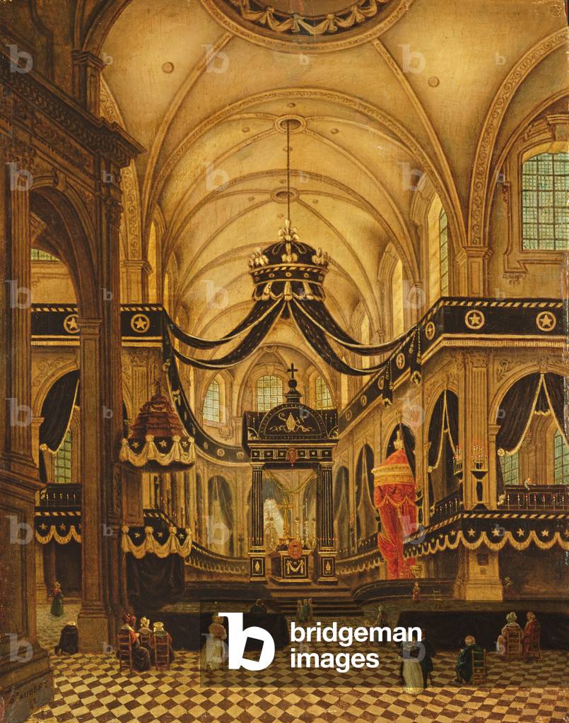 Funeral of Louis Belmas at Cambrai Cathedral, 19th century (oil on canvas)