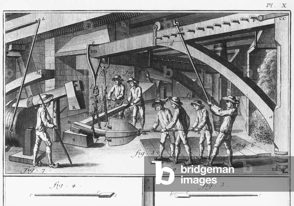 Forging an anchor, from 'Encyclopedia' by Denis Diderot (1713-84) pub. 1762 (engraving) (b/w photo)