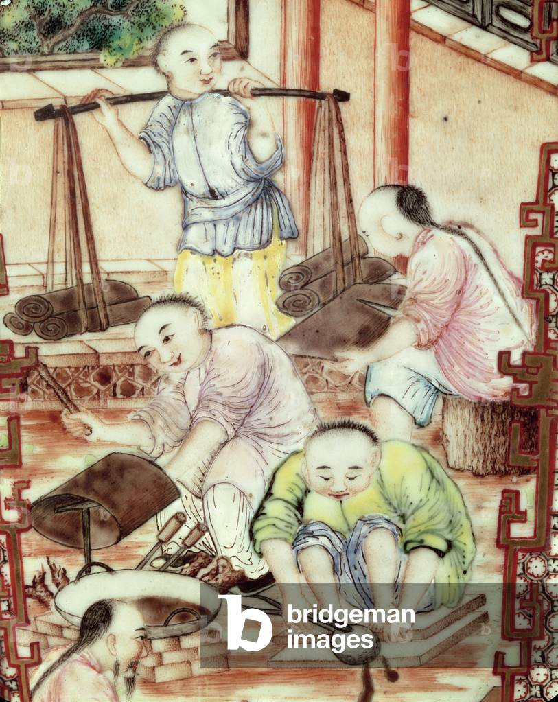 Detail from a vase depicting artisans (ceramic)