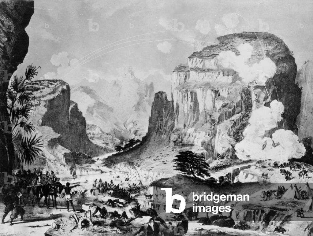 The Storming of Magdala by British troops under Sir Robert Napier (1810-1890), sketched by a Staff Officer and engraved by Alfred Concanen (1835-1886) (engraving)