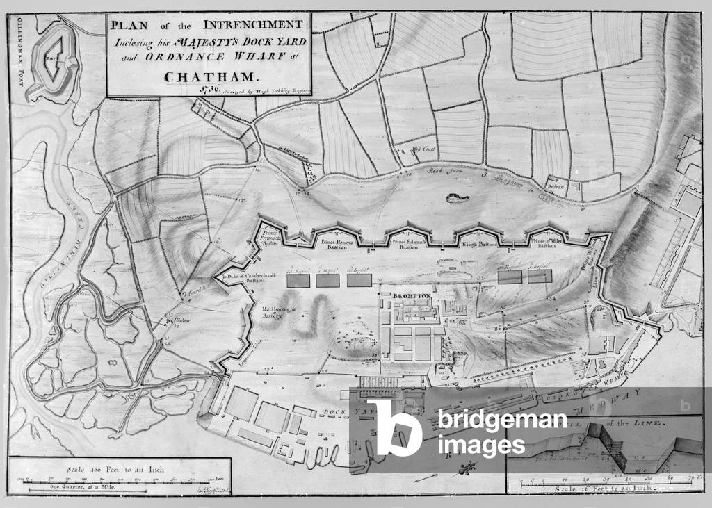 Plan of the Entrenchment of His Majesty's Dock Yard and Ordnance Wharf at Chatham, 1756