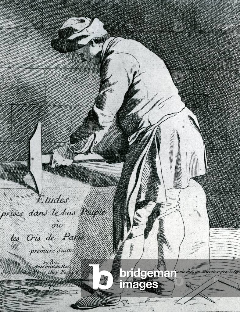 Stone mason, 1737 (engraving)