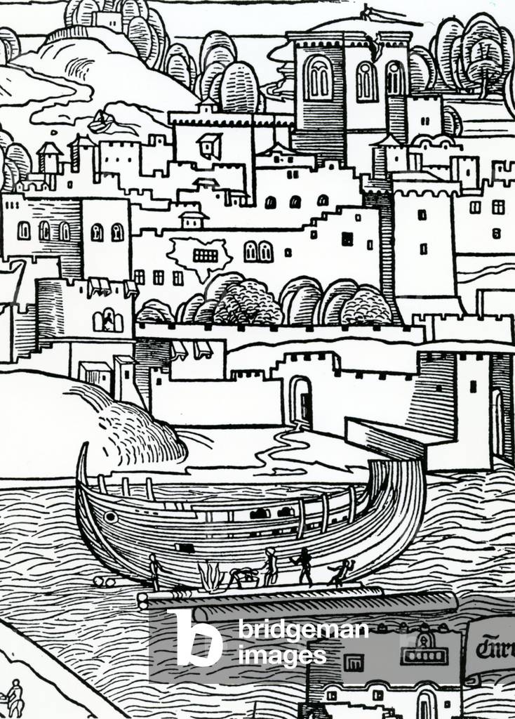 Breaming a ship, 1486 (woodcut)