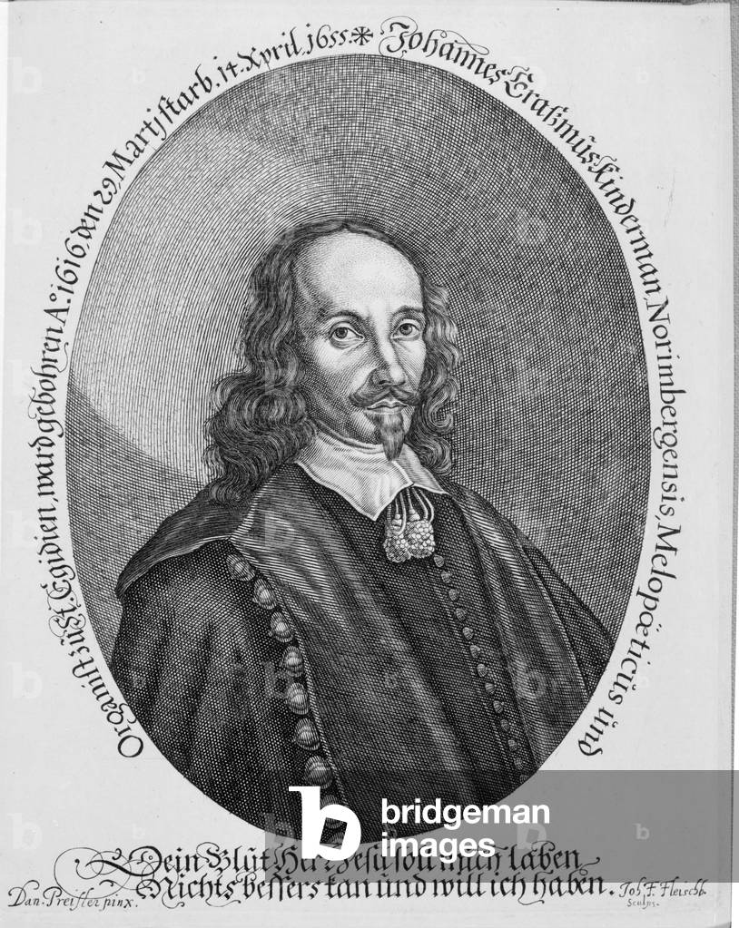 Johannes Erasmus Kindermann, engraved by Johann Friedrich Fleischberger (engraving)