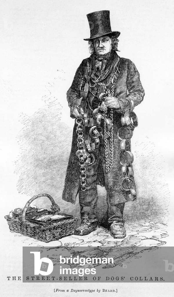 The Street Seller of Dogs' Collars, c.1840 (engraving)