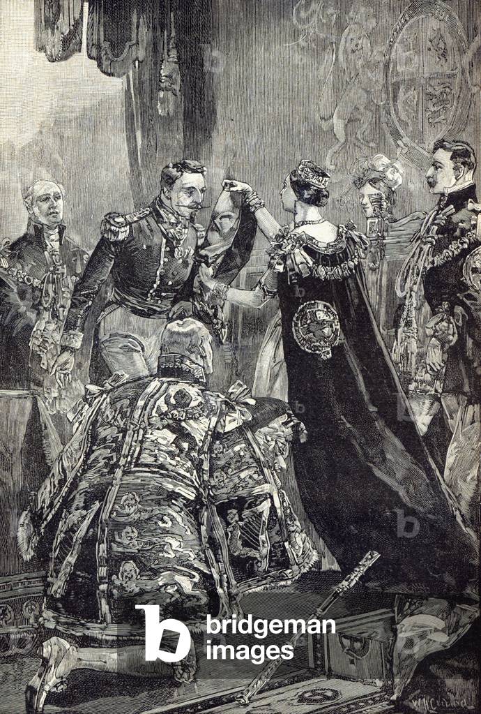 The Queen investing the Emperor of the French with the Order of the Garter (engraving)