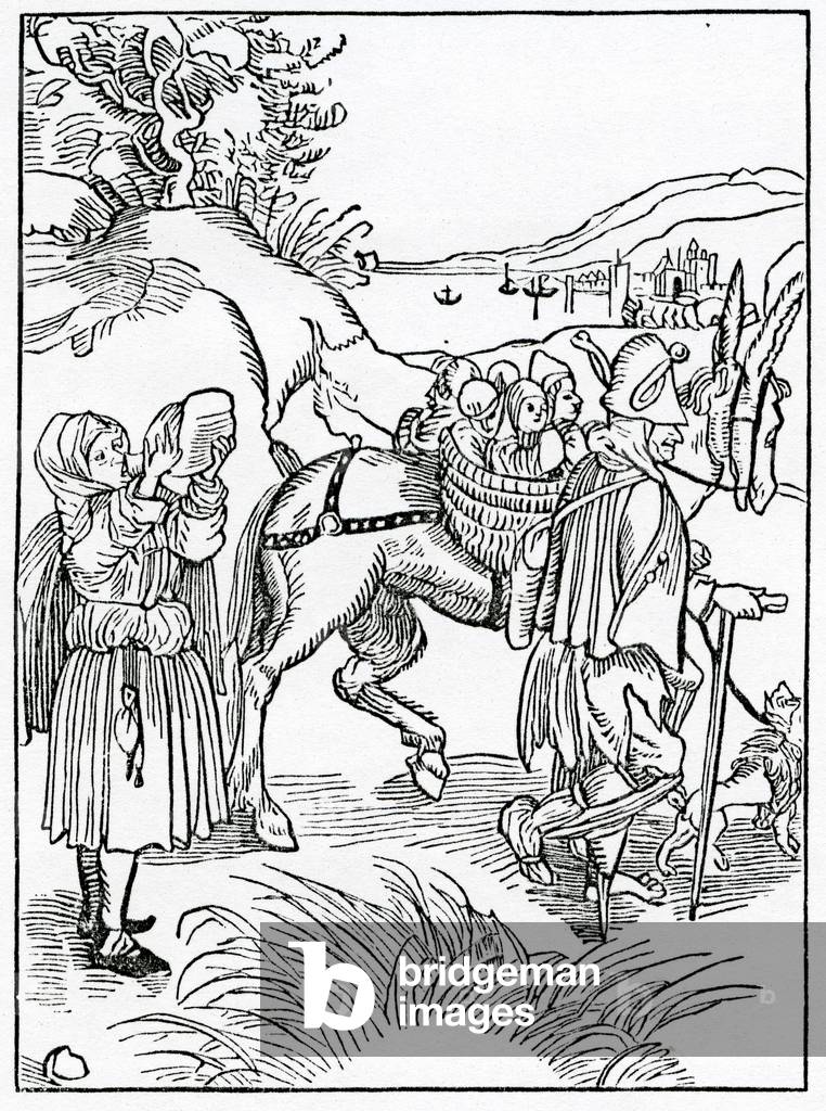 Of folysshe beggers and of theyr vanytees, illustration from Alexander Barclay's English translation of 'The Ship of Fools', from an edition published in 1874 (engraving)