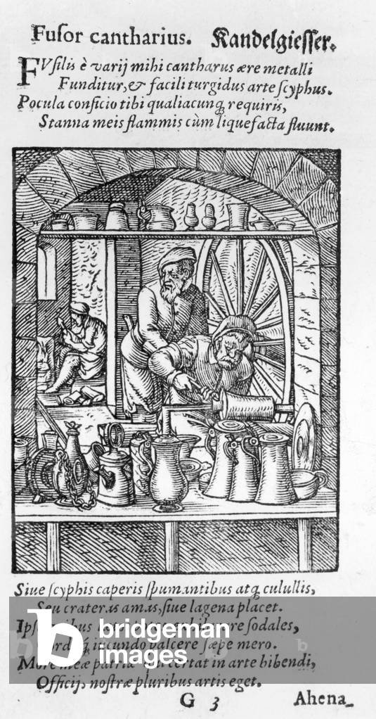 The Tankard Maker, published by Hartman Schopper (woodcut) (b/w photo)