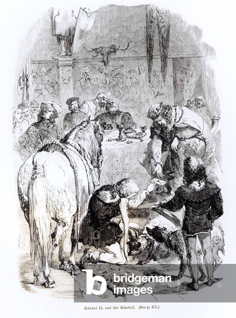 Edward II (1284-1327) and the Minstrel (engraving)