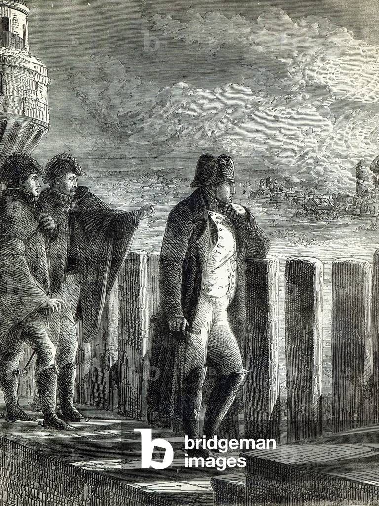 Napoleon watching the Fire of Moscow in 1812 (engraving)