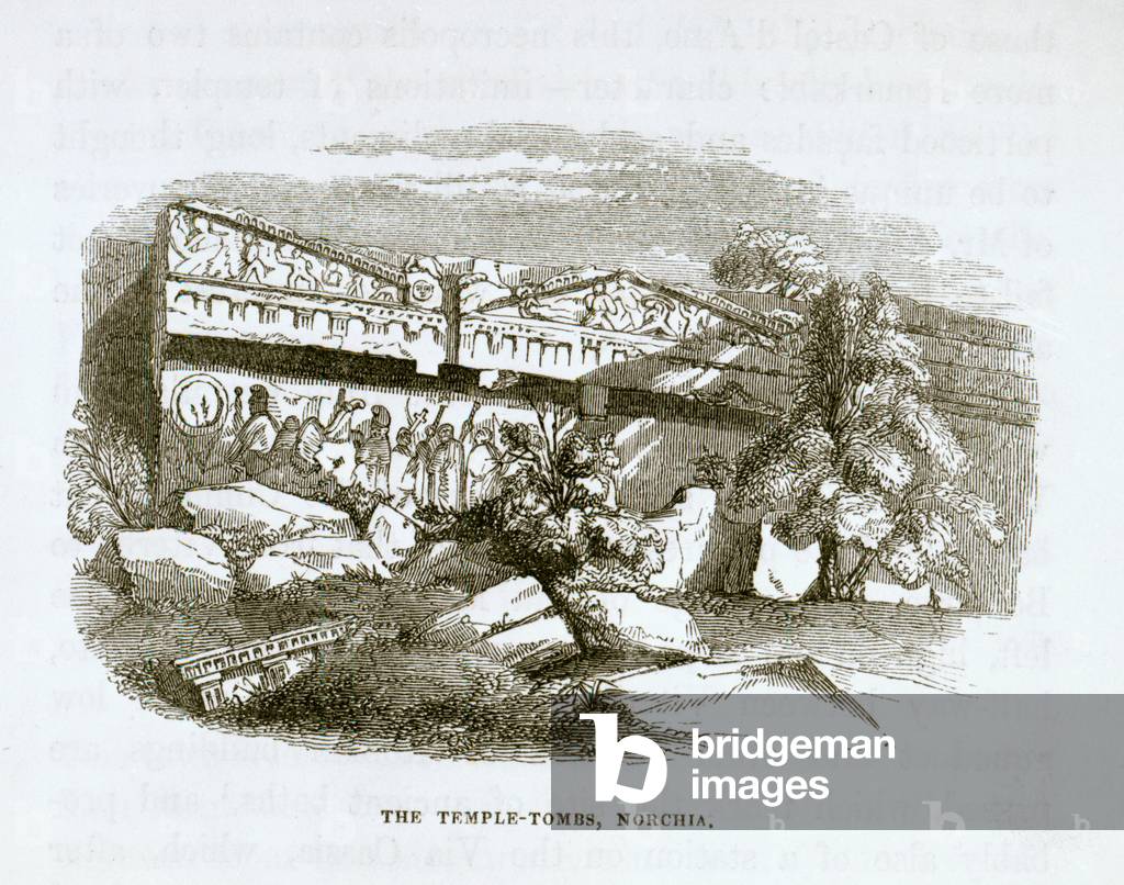 The Temple-Tombs at Norchia (engraving) 19th by George Dennis
