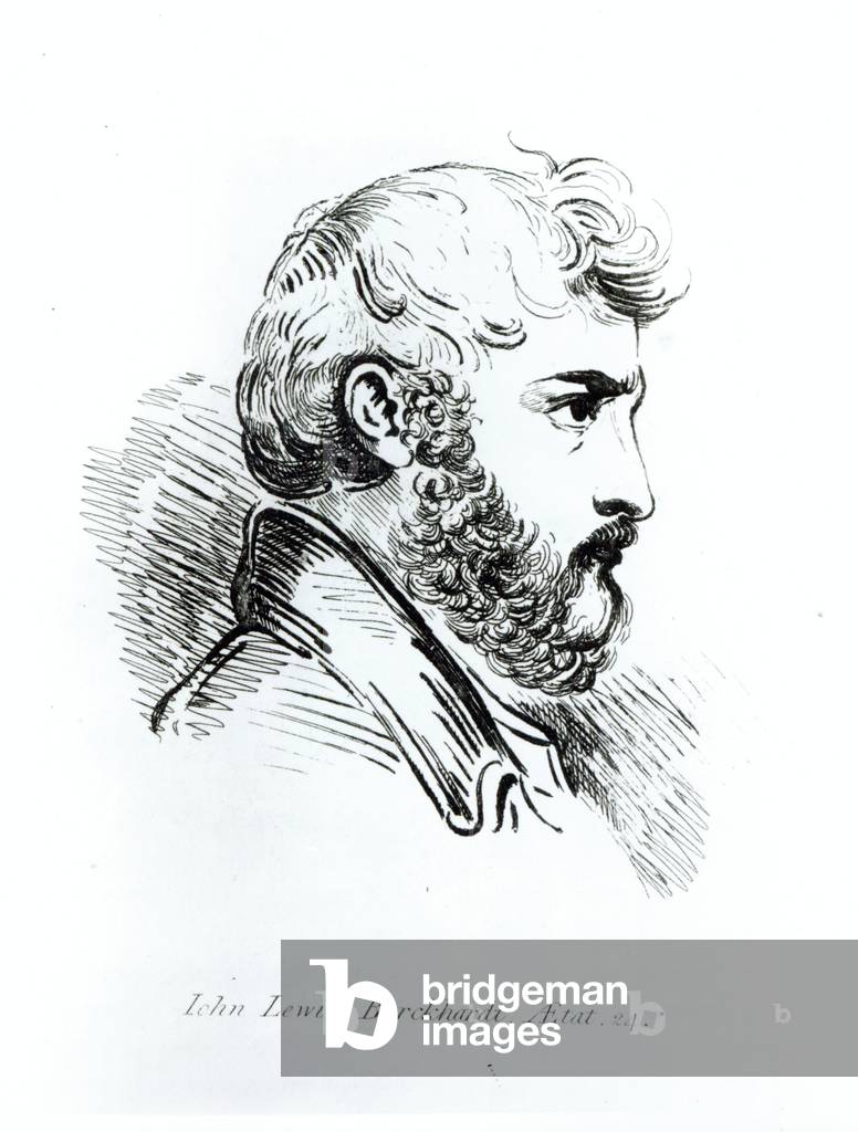 Portrait of John Lewis Burckhardt (1784-1817) at the Age of 24 (pen and ink) (b/w photo)